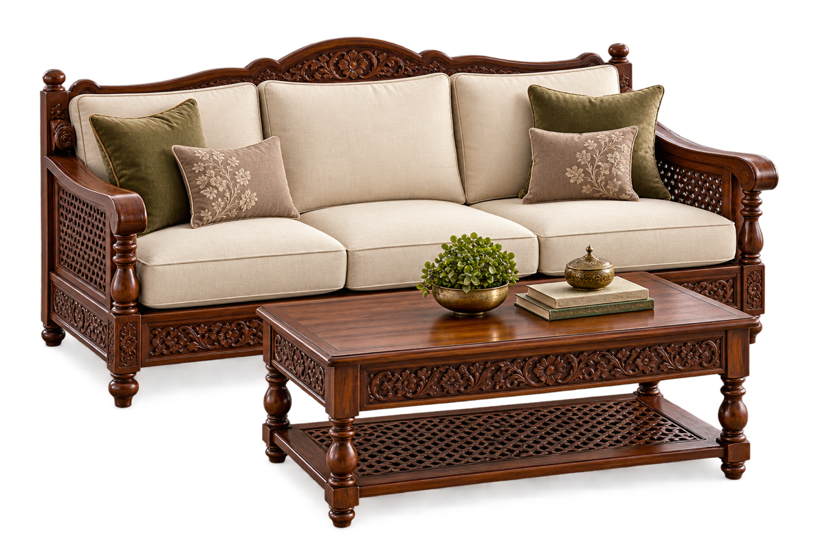 Sofa sets in handcrafted sheesham wood